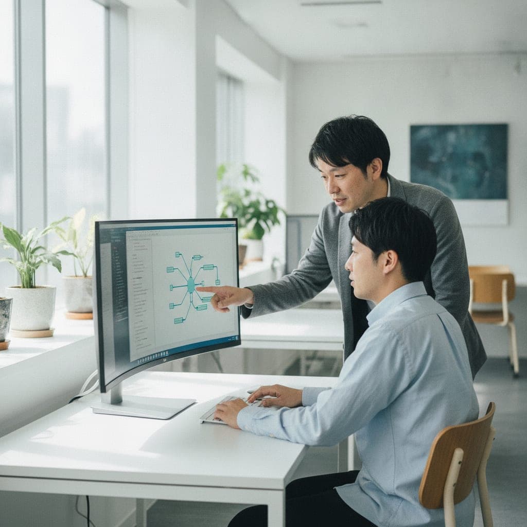 開発中の画面を確認している様子