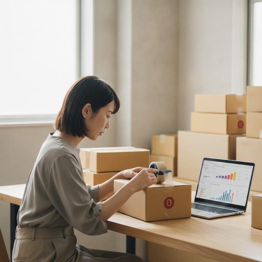 EC の出荷と売上を確認している様子