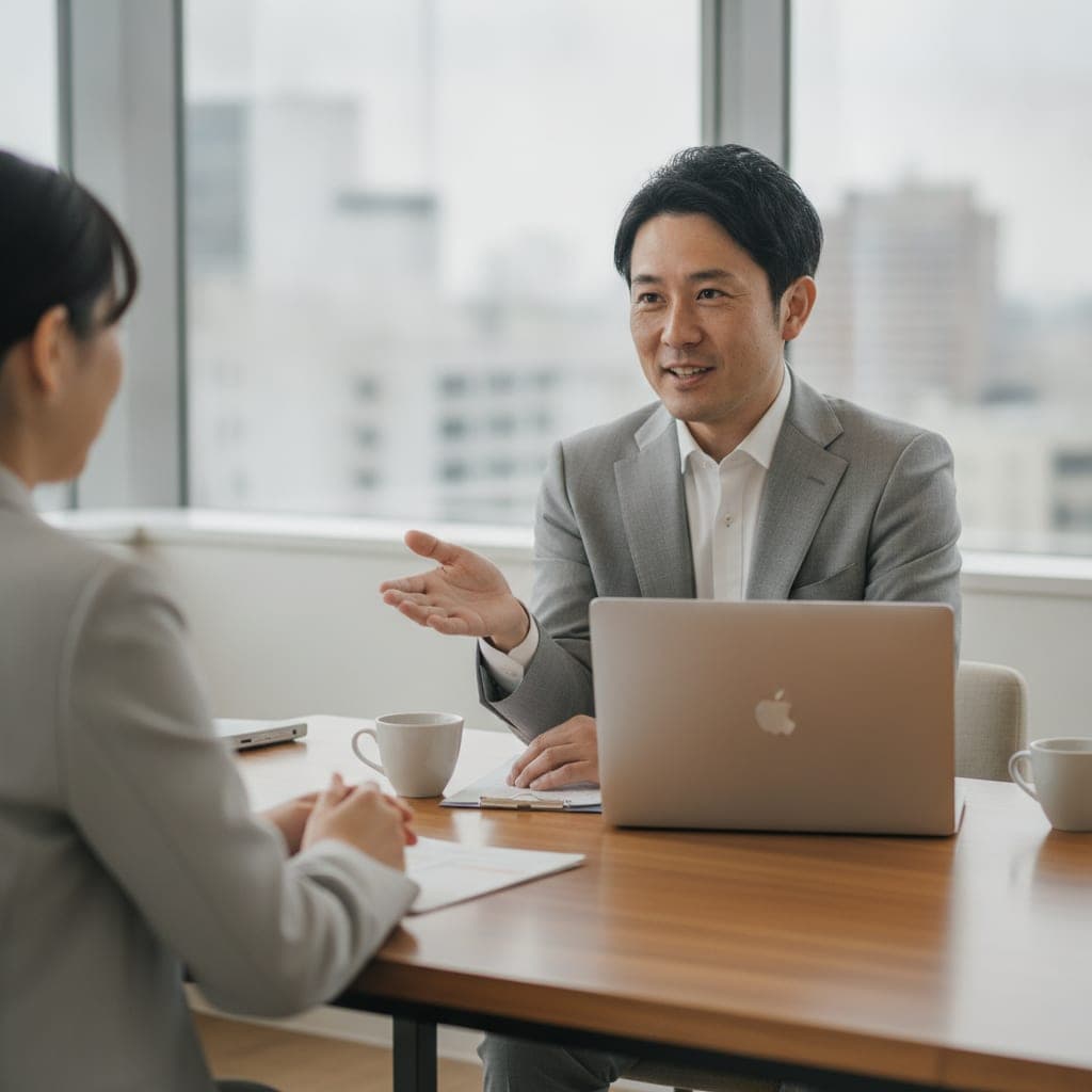 顧問先で相談を受けている様子