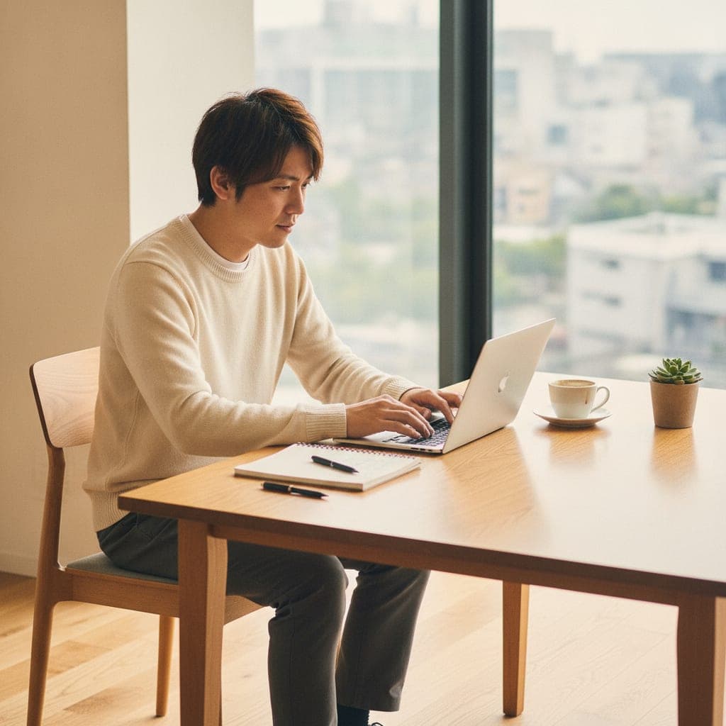 学んだことを記事にまとめている様子